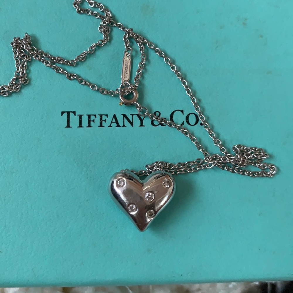 Tiffany and Co platinum Etoile heart necklace.
